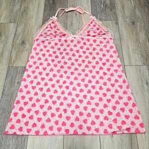 Coquette Halter Pink Heart Babydoll Lingerie Nightie Women's XL Valentines